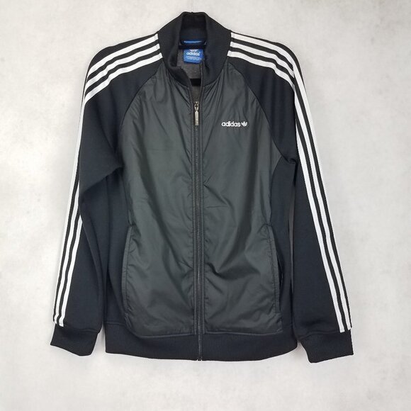 Adidas Women's S Zip-up Track Jacket Black with White Stripes - Picture 1 of 10